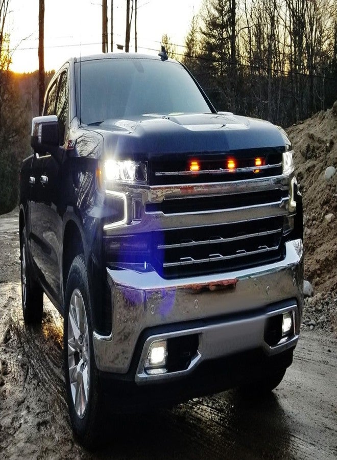 iJDMTOY 3pc Super Bright Amber Full LED Center Grille Running/Position Lights w/Mounting Brackets, Compatible With 2019/2020-up Chevrolet Silverado 1500 2500HD 3500HD (Dark Smoked Lens) - Image 5